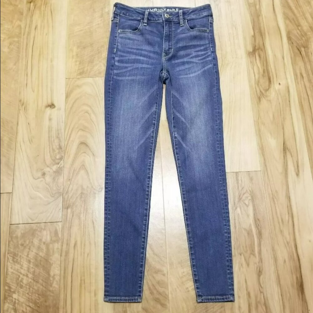 American Eagle Womens Jegging Jeans Size 2 Super Stretch High Rise Denim 27x28